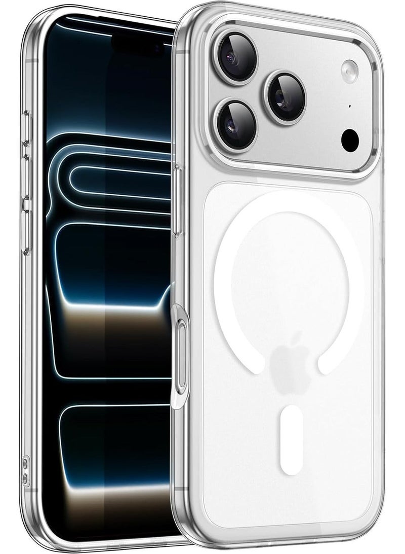 حافظة مغناطيسية لهاتف iPhone 17 Pro Max مقاس 6.9 بوصة، متوافقة مع MagSafe، لوحة خلفية شبه شفافة غير لامعة، حماية من السقوط بمستوى عسكري (إصدار شفاف بلوري) - Image 1